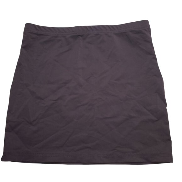 Shein Women's‎ Dark Brown Stretchy Unlined Pull On Mid Thigh Swim Skirt SIze XS - Picture 1 of 3